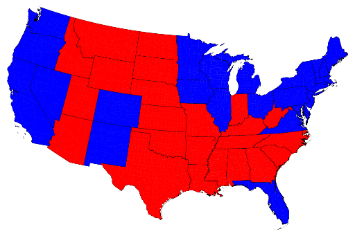 Map of 2012 Presidential election results by state